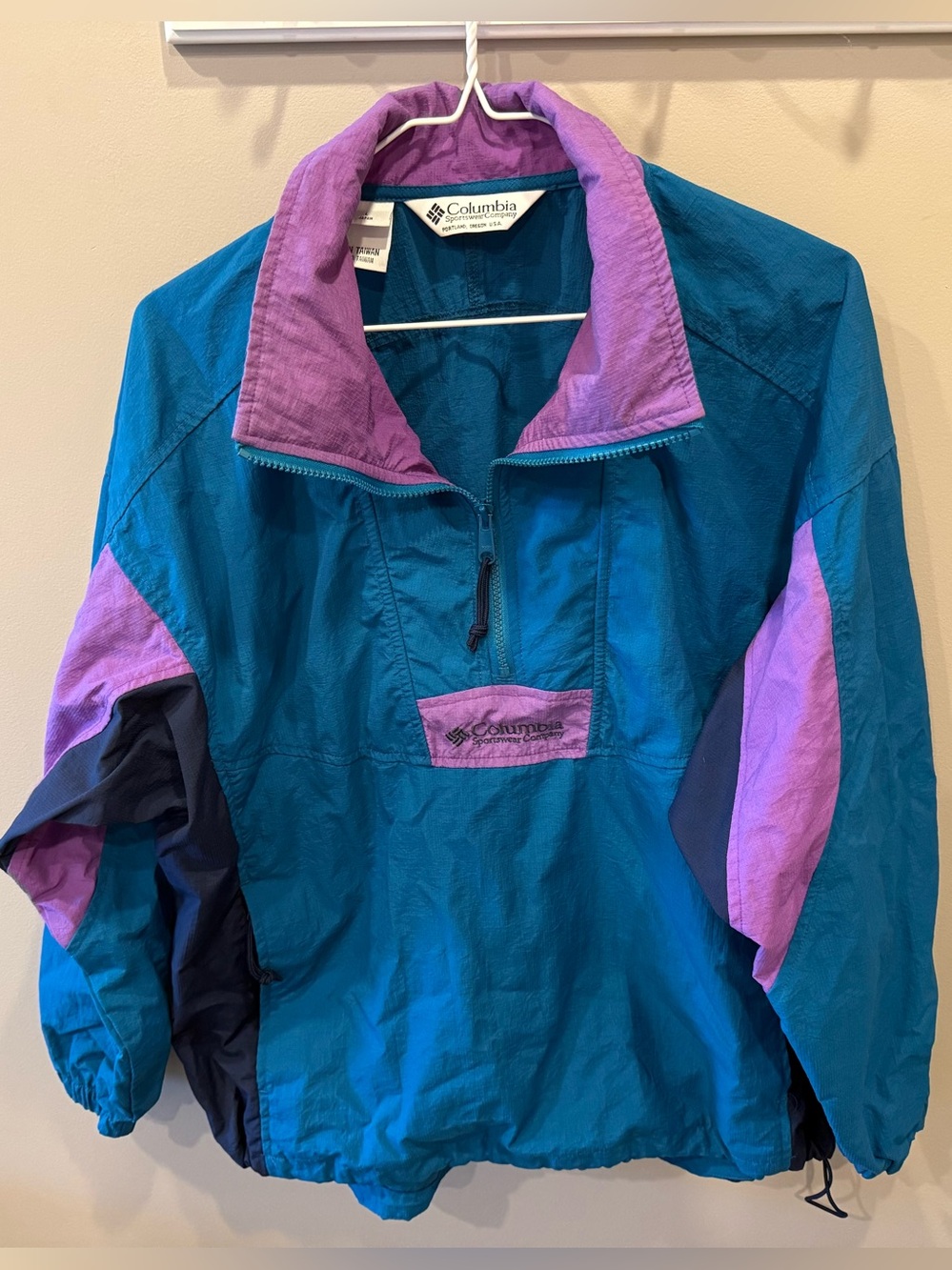 Vintage 90s Columbia 1/4 Zip Colorblock Anorak Pullover Windbreaker Jacket M